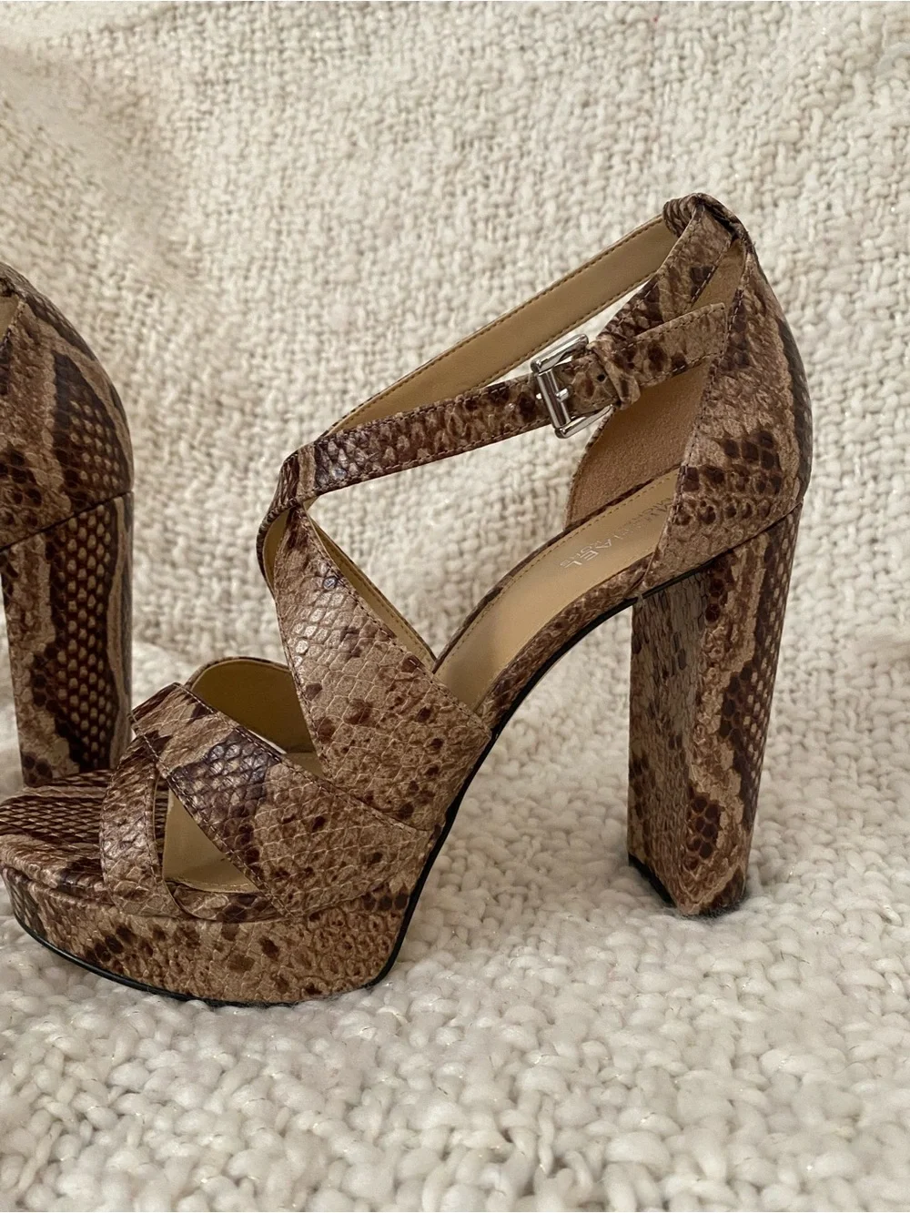 Michael Kors Brown Snake-Print Platform Heels